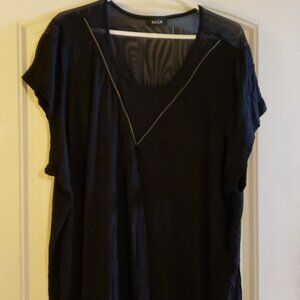 Black faux zipper blouse